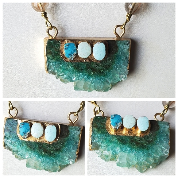 Handmade Agate, turquoise and Amazonite Necklace - Picture 4 of 10